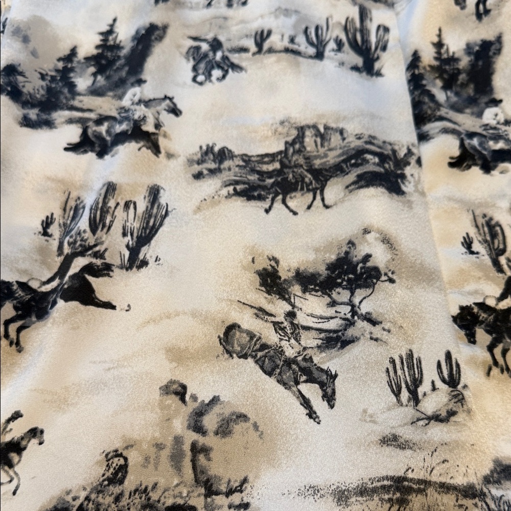 NWT Wrangler xl ladies Cowboy Print Casual Shirt - Black and Cream with snaps! - Picture 7 of 7